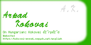 arpad kokovai business card